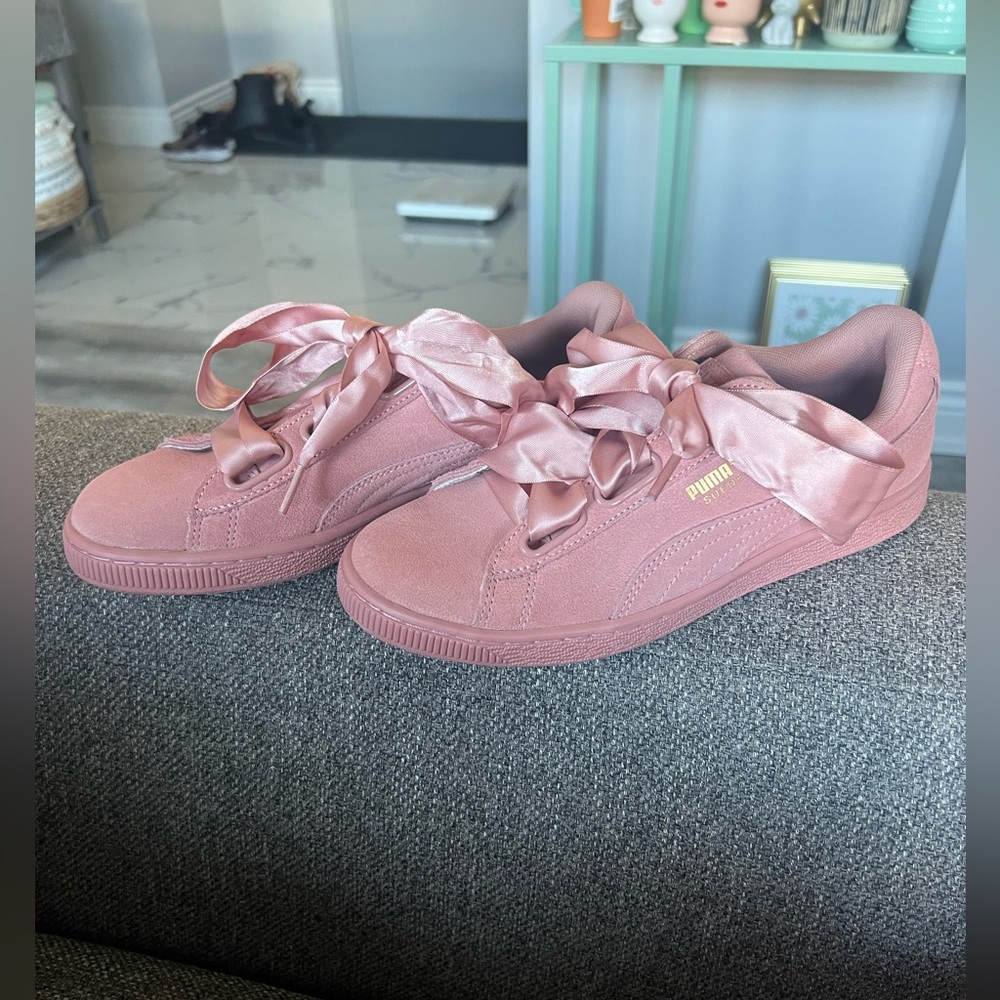 Coquette Pink Ribbon Satin Lace PUMA Sneakers *RARE*